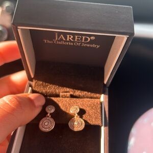 14k Rose Gold Drop Earrings-Pandora brand